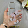 قاب گوشی iPhone 15 Pro Max آیفون اورجینال یونیک کیس Unique Case لاکچری شفاف نگین دار کرومی طرح پروانه کد 91360