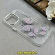 قاب گوشی iPhone 15 Pro Max آیفون اورجینال یونیک کیس Unique Case لاکچری شفاف نگین دار کرومی طرح پروانه کد 91360