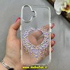 قاب گوشی iPhone 16 آیفون اورجینال یونیک کیس Unique Case لاکچری شفاف نگین دار کرومی طرح قلبی کد 91361