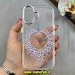 قاب گوشی iPhone 16 آیفون اورجینال یونیک کیس Unique Case لاکچری شفاف نگین دار کرومی طرح قلبی کد 91361