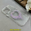 قاب گوشی iPhone 16 Pro Max آیفون اورجینال یونیک کیس Unique Case لاکچری شفاف نگین دار کرومی طرح قلبی کد E20-91364