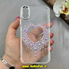 قاب گوشی iPhone X / iPhone XS آیفون اورجینال یونیک کیس Unique Case لاکچری شفاف نگین دار کرومی طرح قلبی کد 91366