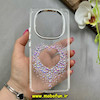 قاب گوشی Redmi Note 14 Pro 4G شیائومی اورجینال یونیک کیس Unique Case لاکچری شفاف نگین دار کرومی طرح قلبی کد 91369