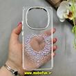 قاب گوشی Redmi Note 14 Pro 4G شیائومی اورجینال یونیک کیس Unique Case لاکچری شفاف نگین دار کرومی طرح قلبی کد 91369
