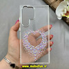 قاب گوشی Galaxy S24 Ultra سامسونگ اورجینال یونیک کیس Unique Case لاکچری شفاف نگین دار کرومی طرح قلبی کد 91374