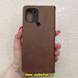 کیف گوشی Redmi A1 Plus / Redmi A2 Plus شیائومی مگنتی طرح چرم کتابی محافظ لنزدار بنددار قهوه ای کد 91381