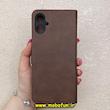 کیف گوشی Galaxy A06 سامسونگ مگنتی طرح چرم کتابی محافظ لنزدار بنددار قهوه ای کد 91390
