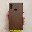 کیف گوشی Galaxy A11 / Galaxy M11 سامسونگ مگنتی طرح چرم کتابی محافظ لنزدار بنددار قهوه ای کد 91393