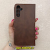 کیف گوشی Galaxy A24 سامسونگ مگنتی طرح چرم کتابی محافظ لنزدار قهوه ای کد 91400