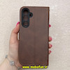 کیف گوشی Galaxy A35 سامسونگ مگنتی طرح چرم کتابی محافظ لنزدار بنددار قهوه ای کد 91406
