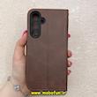 کیف گوشی Galaxy A35 سامسونگ مگنتی طرح چرم کتابی محافظ لنزدار بنددار قهوه ای کد 91406