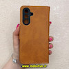 کیف گوشی Galaxy A56 سامسونگ مگنتی طرح چرم کتابی محافظ لنزدار بنددار عسلی کد 91416