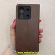 کیف گوشی Redmi Note 13 5G شیائومی مگنتی طرح چرم کتابی محافظ لنزدار قهوه ای کد 91443