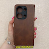کیف گوشی Redmi Note 13 Pro 4G / Poco M6 Pro 4G شیائومی مگنتی طرح چرم کتابی محافظ لنزدار بنددار قهوه ای کد 91448