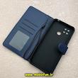 کیف گوشی Redmi 10C / Redmi 10 Power / Poco C40 شیائومی مگنتی طرح چرم کتابی محافظ لنزدار بنددار سرمه ای کد 91456