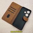 کیف گوشی Poco F6 شیائومی مگنتی طرح چرم کتابی محافظ لنزدار عسلی کد 91461