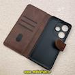 کیف گوشی Poco F6 شیائومی مگنتی طرح چرم کتابی محافظ لنزدار قهوه ای کد 91462
