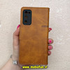 کیف گوشی Galaxy S20 FE سامسونگ مگنتی طرح چرم کتابی محافظ لنزدار بنددار عسلی کد 91469