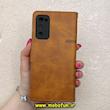 کیف گوشی Galaxy S20 FE سامسونگ مگنتی طرح چرم کتابی محافظ لنزدار بنددار عسلی کد 91469