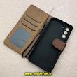 کیف گوشی Galaxy S21 FE سامسونگ مگنتی طرح چرم کتابی محافظ لنزدار بنددار قهوه ای کد 91472