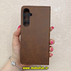 کیف گوشی Galaxy S23 FE سامسونگ مگنتی طرح چرم کتابی محافظ لنزدار بنددار قهوه ای کد 91475