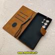 کیف گوشی Galaxy S23 Ultra سامسونگ مگنتی طرح چرم کتابی محافظ لنزدار بنددار عسلی کد 91477
