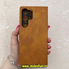 کیف گوشی Galaxy S23 Ultra سامسونگ مگنتی طرح چرم کتابی محافظ لنزدار بنددار عسلی کد 91477