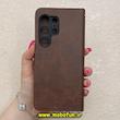 کیف گوشی Galaxy S24 Ultra سامسونگ مگنتی طرح چرم کتابی محافظ لنزدار بنددار قهوه ای کد 91481