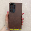 کیف گوشی Galaxy S25 Ultra سامسونگ مگنتی طرح چرم کتابی محافظ لنزدار بنددار قهوه ای کد 91484