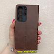 کیف گوشی Galaxy S25 Ultra سامسونگ مگنتی طرح چرم کتابی محافظ لنزدار بنددار قهوه ای کد 91484