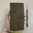 کیف گوشی Redmi Note 10 4G / Redmi Note 10S / Poco M5S شیائومی مگنتی طرح چرم کتابی محافظ لنزدار بنددار سبز زیتونی کد 91491