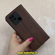 کیف گوشی Redmi 10C / Redmi 10 Power / Poco C40 شیائومی مگنتی طرح چرم کتابی محافظ لنزدار قهوه ای کد 91498