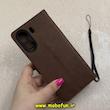 کیف گوشی Redmi 13C / Poco C65 شیائومی مگنتی طرح چرم کتابی محافظ لنزدار بنددار قهوه ای کد 91505