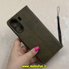 کیف گوشی Redmi 13C / Poco C65 شیائومی مگنتی طرح چرم کتابی محافظ لنزدار بنددار سبز زیتونی کد 91507