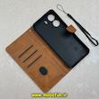 کیف گوشی Redmi 13C / Poco C65 شیائومی مگنتی طرح چرم کتابی محافظ لنزدار بنددار عسلی کد 91511