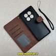 کیف گوشی Redmi Note 14 Pro 4G شیائومی مگنتی طرح چرم کتابی محافظ لنزدار بنددار قهوه ای کد 91529