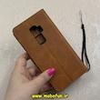 کیف گوشی Galaxy S9 plus سامسونگ مگنتی محافظ لنز دار طرح چرم کتابی بنددار عسلی کد 91530