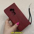 کیف گوشی Galaxy S9 plus سامسونگ مگنتی محافظ لنز دار طرح چرم کتابی بنددار قرمز کد 91531