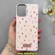 قاب گوشی Galaxy A06 سامسونگ لدر دیزاین SOFT Lether Design فانتزی سیلیکونی طرح چرمی گل های کیوت صورتی روشن کد 91537