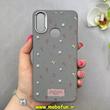 قاب گوشی Galaxy A10S سامسونگ لدر دیزاین SOFT Lether Design فانتزی سیلیکونی طرح چرمی گل های کیوت خاکستری کد 91540