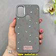 قاب گوشی Galaxy A11 / M11 سامسونگ لدر دیزاین SOFT Lether Design فانتزی سیلیکونی طرح چرمی گل های کیوت خاکستری کد 91545