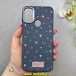 قاب گوشی Galaxy A11 / M11 سامسونگ لدر دیزاین SOFT Lether Design فانتزی سیلیکونی طرح چرمی گل های کیوت سرمه ای کد 91546