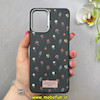 قاب گوشی Galaxy A12 / M12 سامسونگ لدر دیزاین SOFT Lether Design فانتزی سیلیکونی طرح چرمی گل های کیوت مشکی کد 91549
