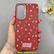 قاب گوشی Galaxy A16 سامسونگ لدر دیزاین SOFT Lether Design فانتزی سیلیکونی طرح چرمی گل های کیوت قرمز کد 91570