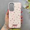 قاب گوشی Galaxy A16 سامسونگ لدر دیزاین SOFT Lether Design فانتزی سیلیکونی طرح چرمی گل های کیوت صورتی فانتزی کد 91571
