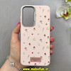 قاب گوشی Galaxy A36 / A56 سامسونگ لدر دیزاین SOFT Lether Design فانتزی سیلیکونی طرح چرمی گل های کیوت صورتی روشن کد 91577