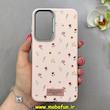 قاب گوشی Galaxy A36 / A56 سامسونگ لدر دیزاین SOFT Lether Design فانتزی سیلیکونی طرح چرمی گل های کیوت صورتی روشن کد 91577