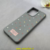 قاب گوشی Redmi 12 / Poco M6 Pro 5G شیائومی لدر دیزاین SOFT Lether Design فانتزی سیلیکونی طرح چرمی گل های کیوت خاکستری کد 91597