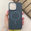 قاب گوشی iPhone 15 Pro Max آیفون مگ سیف دار اورجینال سخت HARD کلاسیک یونیک کیس Unique Case خاکستری تیره کد 91316