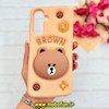 قاب گوشی Galaxy A16 سامسونگ سیلیکونی پاک کنی طرح خرسی BROWN پاپ سوکت برجسته کد 91625
